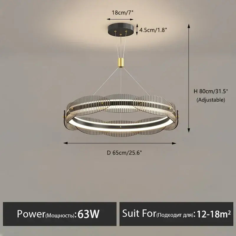 Modern wavy double ring led pendant light for dining room