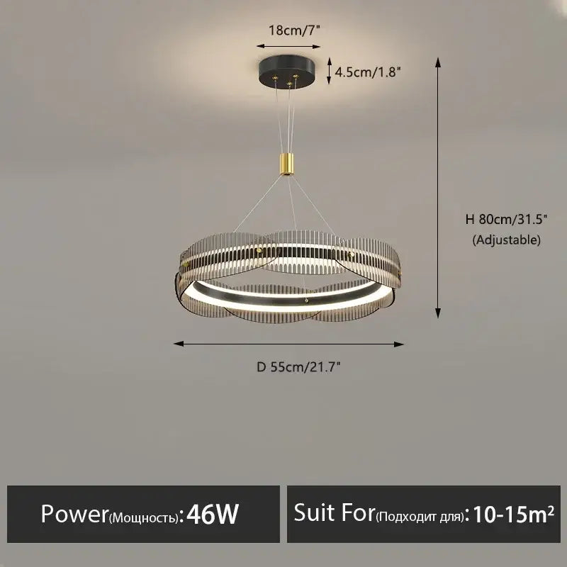 Modern wavy double ring led pendant light for dining room