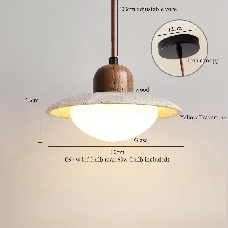 Modern beige concrete and dark wood led pendant light dining room