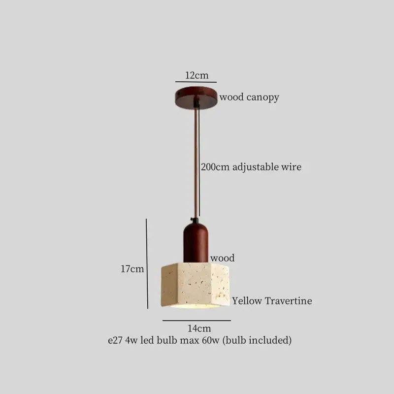 Modern beige concrete and dark wood led pendant light dining room