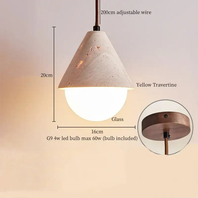 Modern beige concrete and dark wood led pendant light dining room