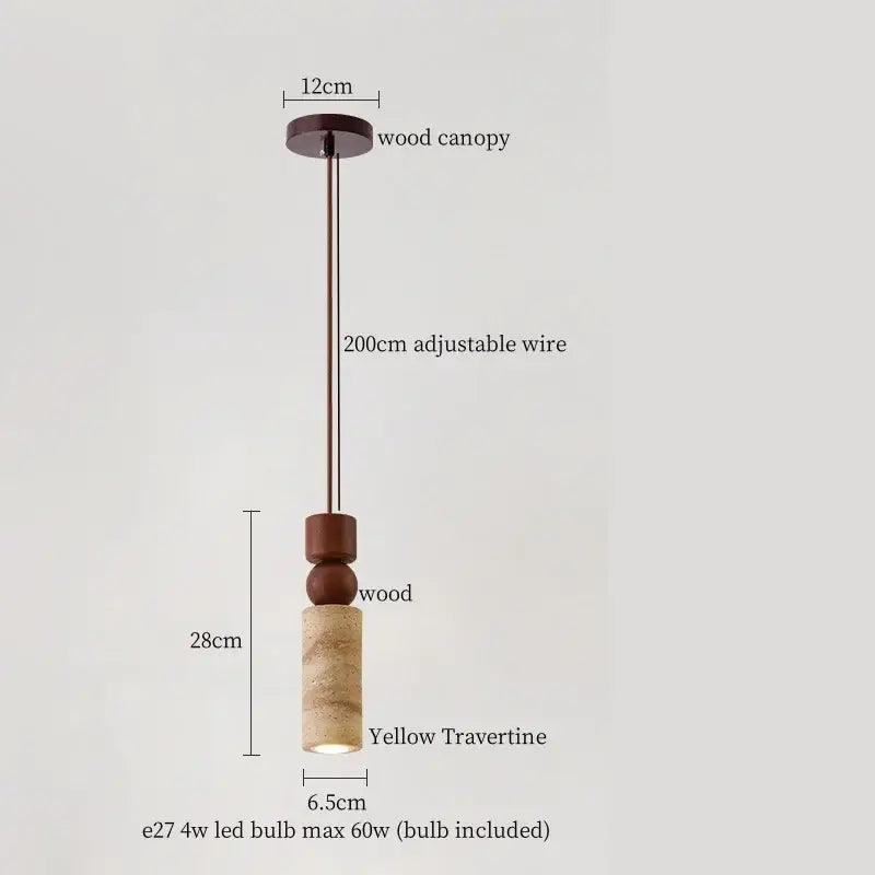 Modern beige concrete and dark wood led pendant light dining room