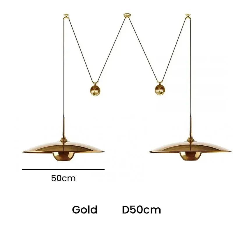 Modern gold disc led pendant lighting for dining room
