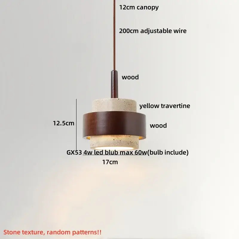 Modern travertine and wood led pendant lights bar kitchen decor