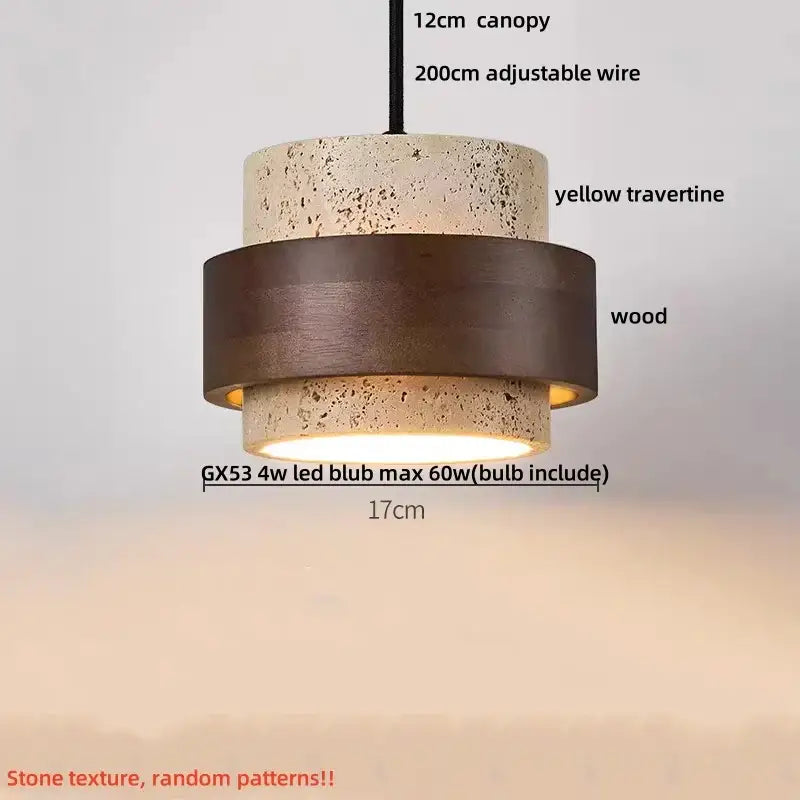 Modern travertine and wood led pendant lights bar kitchen decor