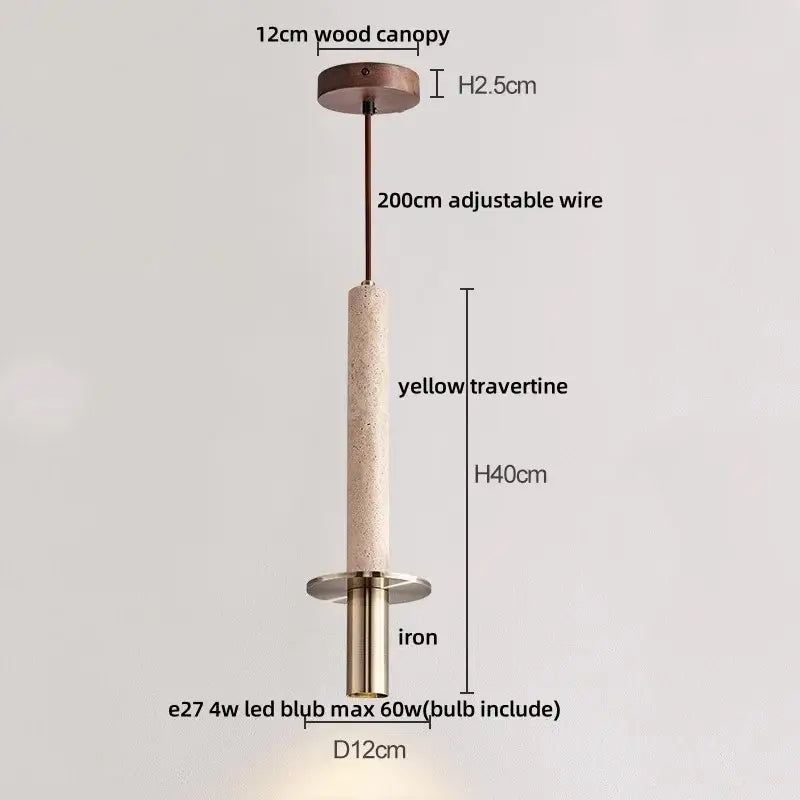Modern travertine and wood led pendant lights bar kitchen decor