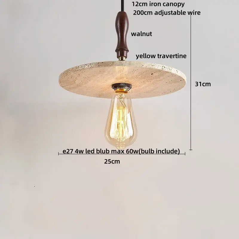 Modern travertine and wood led pendant lights bar kitchen decor