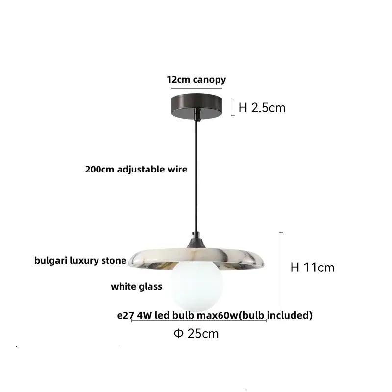Modern beige marble led pendant lights dining room adjustable steel