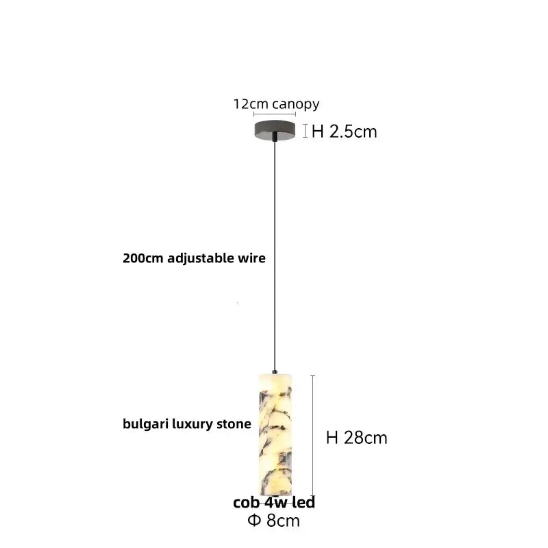 Modern beige marble led pendant lights dining room adjustable steel