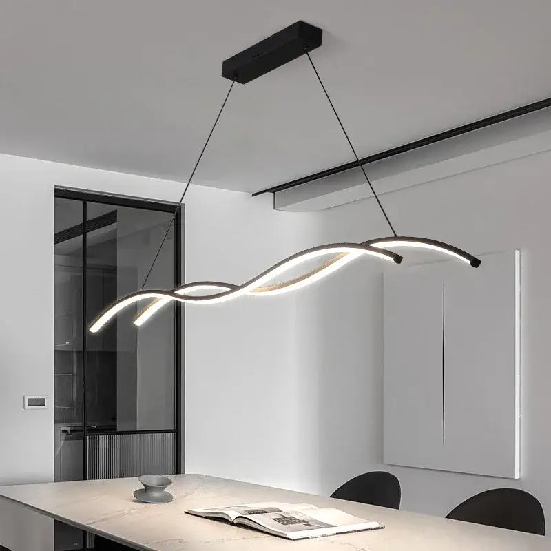 Modern wavy black & white led pendant lights for dining room