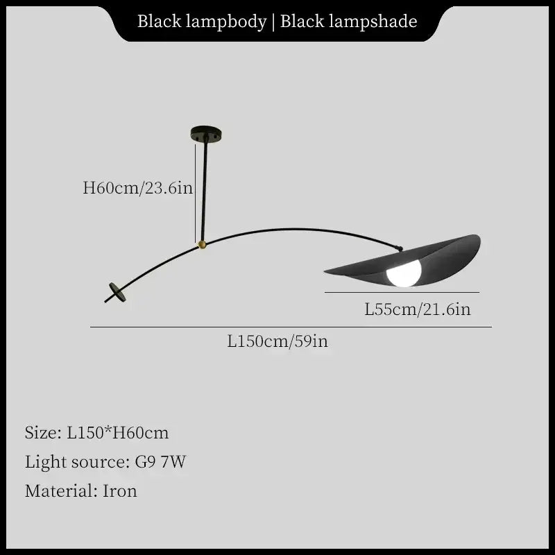 Modern black & gold led pendant lights living room leaf hanging lamp