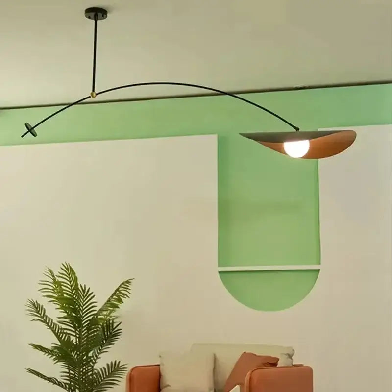 Modern black & gold led pendant lights living room leaf hanging lamp