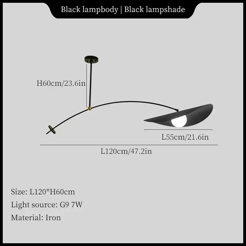 Modern black & gold led pendant lights living room leaf hanging lamp