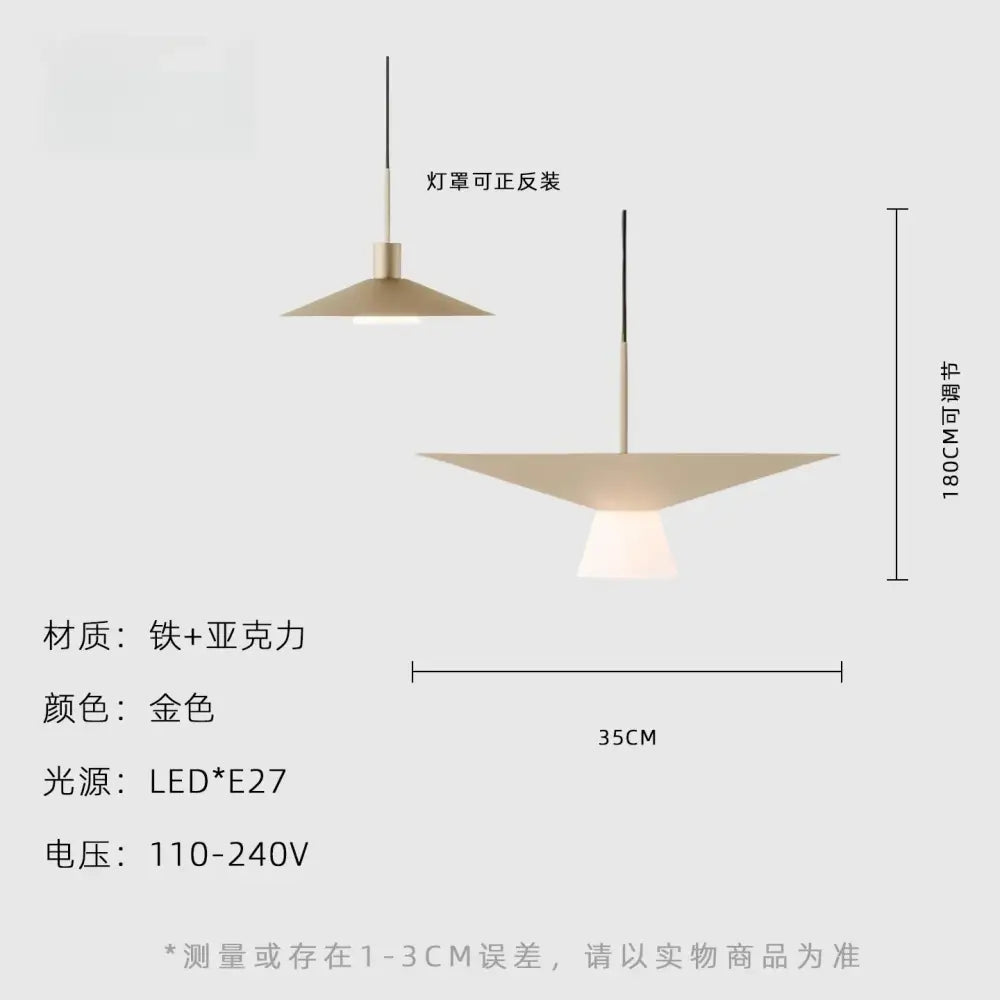 Modern minimalist off white and gold led pendant light dining room