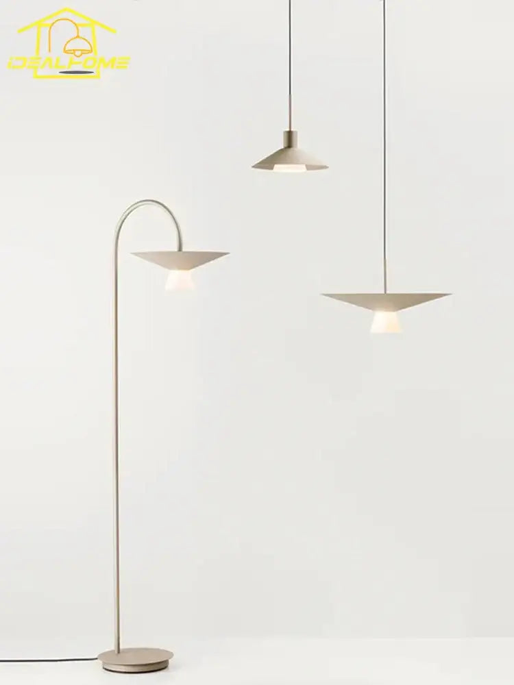 Modern minimalist off white and gold led pendant light dining room