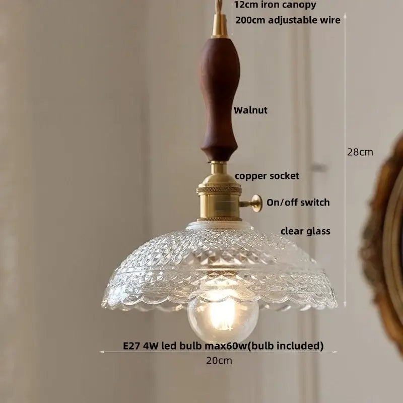 Modern leaf green glass and walnut led pendant light dining room