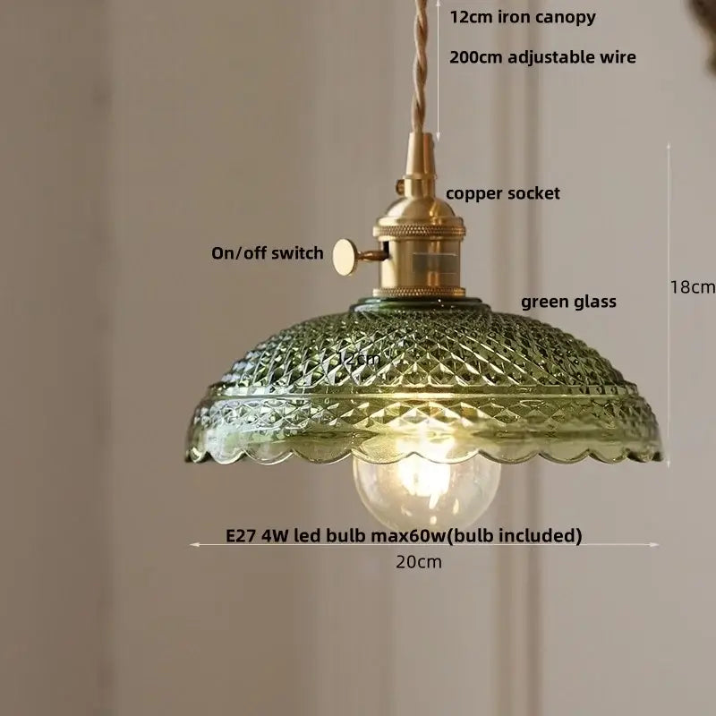 Modern leaf green glass and walnut led pendant light dining room