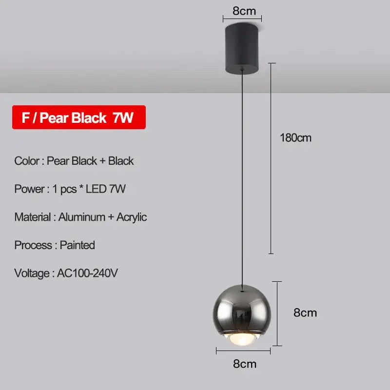 Modern metallic teardrop decorbites led pendant kitchen light