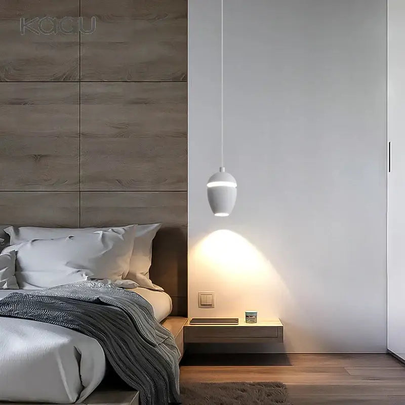 Minimalist white ceramic teardrop led pendant light for bedroom