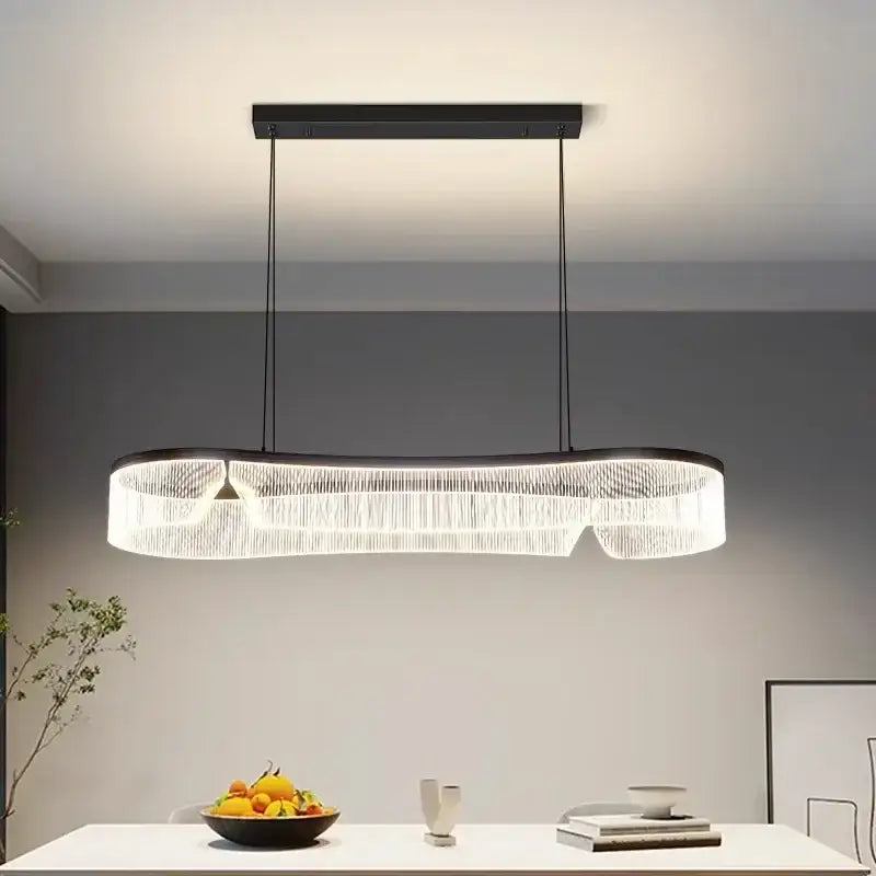 Modern oval black and crystal led pendant lights dining room