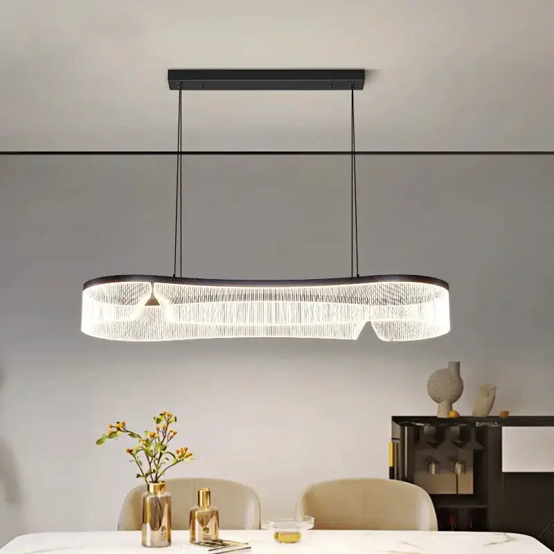 Modern oval black and crystal led pendant lights dining room