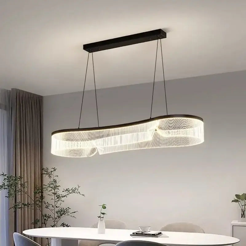 Modern oval black and crystal led pendant lights dining room