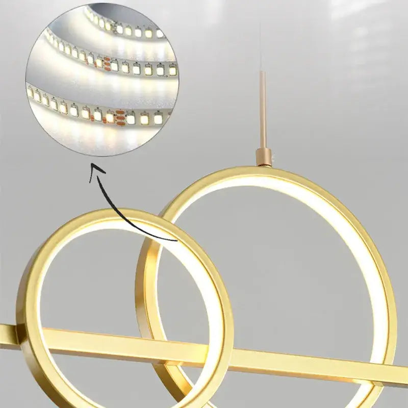 ثريا المطبخ بتصميم هندسي حديث بإضاءة LED باللونين الأسود والذهبي