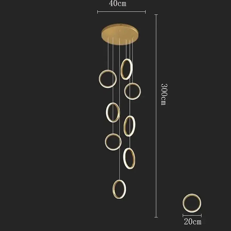Modern circular gold led pendant lights for dining room