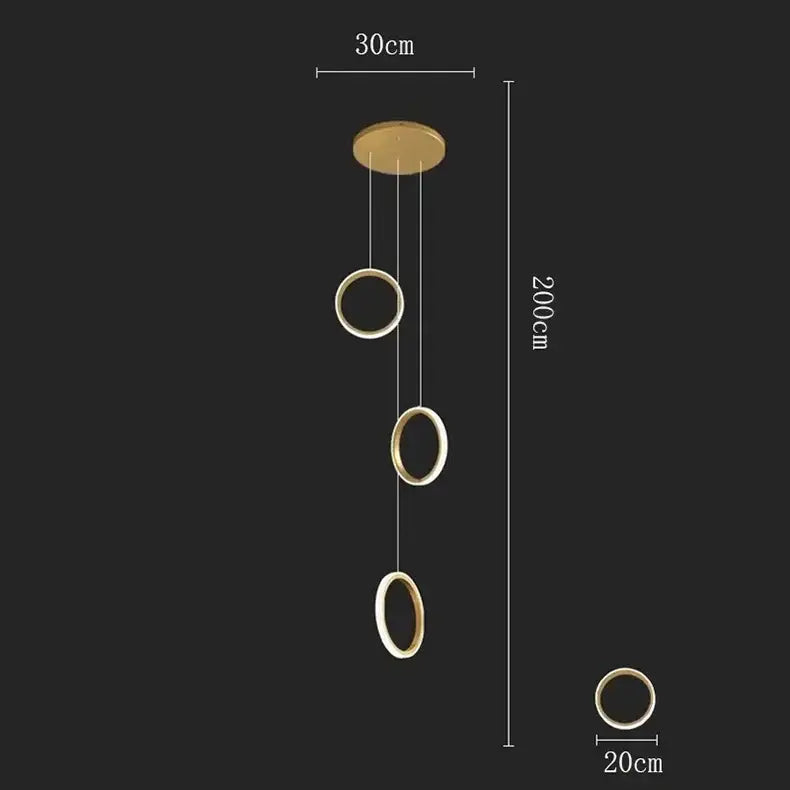 Modern circular gold led pendant lights for dining room