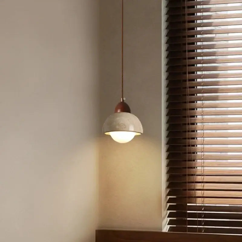 Modern wood and concrete led pendant light kitchen decorbites