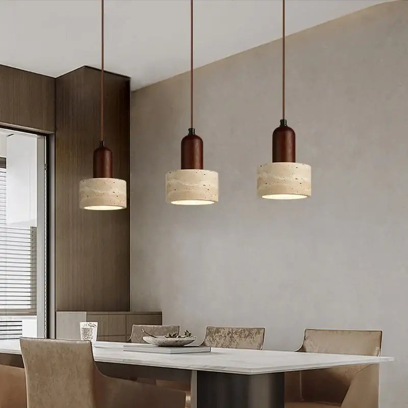Modern wood and concrete led pendant light kitchen decorbites