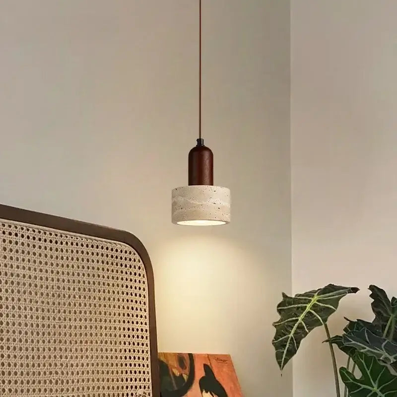 Modern wood and concrete led pendant light kitchen decorbites