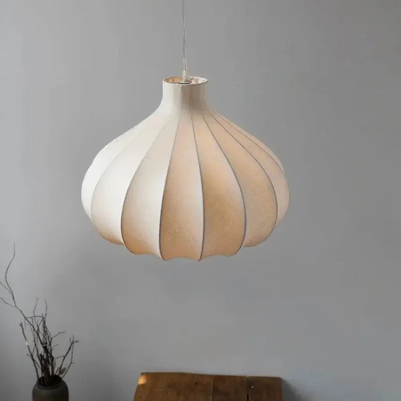 Retro pleated soft white led pendant lights for living room warm glow