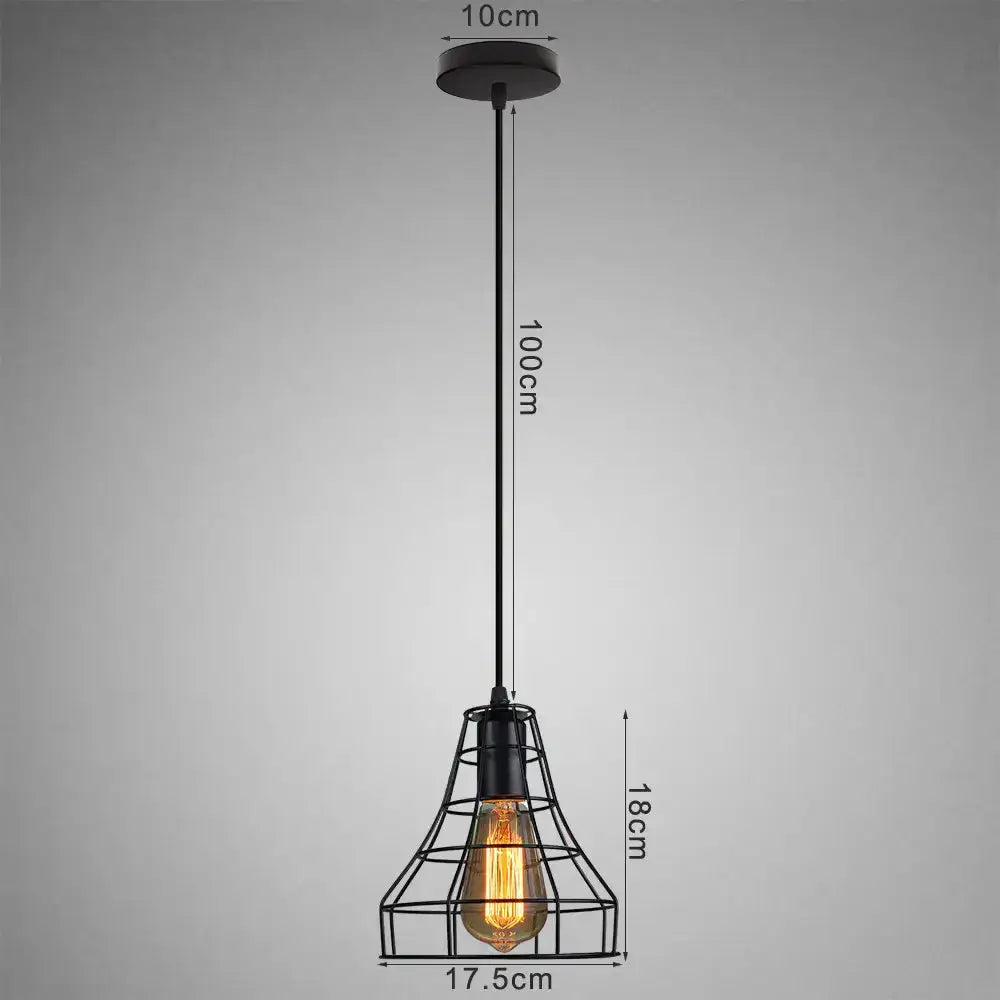 Industrial black metal cage led pendant lights kitchen hanging lamp
