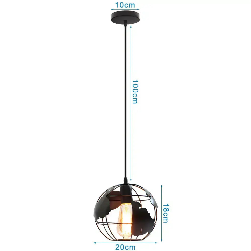 Industrial black metal cage led pendant lights kitchen hanging lamp