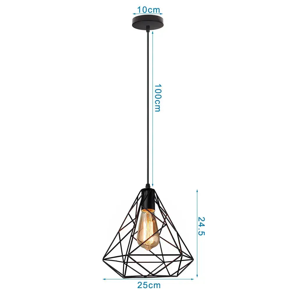 Industrial black metal cage led pendant lights kitchen hanging lamp