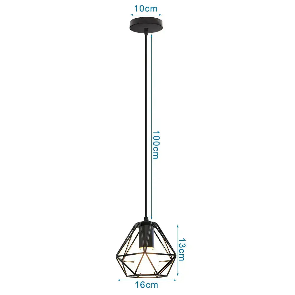 Industrial black metal cage led pendant lights kitchen hanging lamp