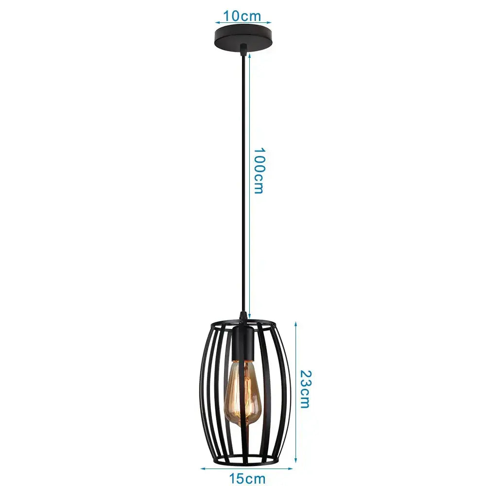 Industrial black metal cage led pendant lights kitchen hanging lamp