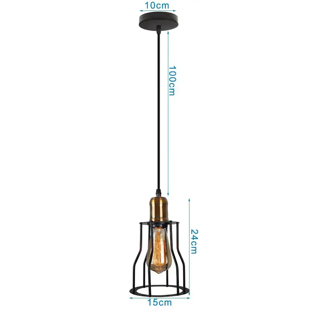 Industrial black metal cage led pendant lights kitchen hanging lamp