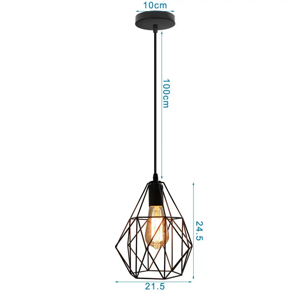 Industrial black metal cage led pendant lights kitchen hanging lamp