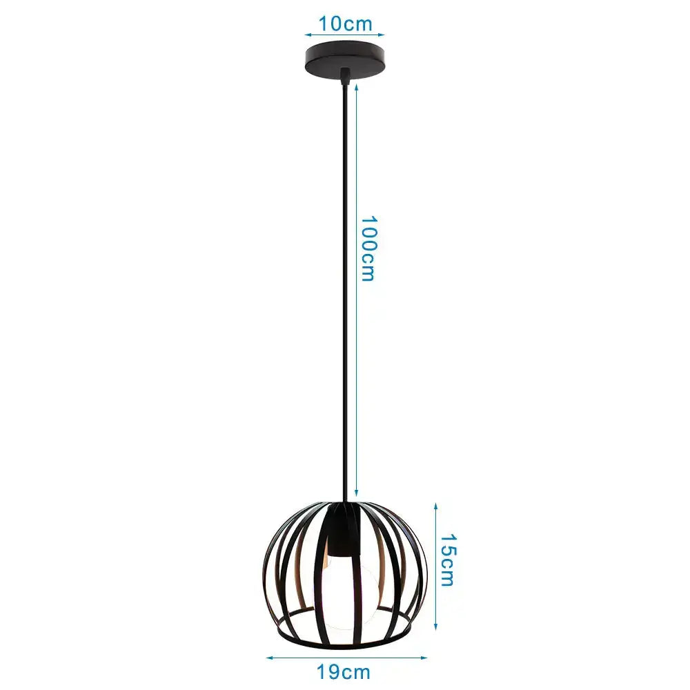 Industrial black metal cage led pendant lights kitchen hanging lamp