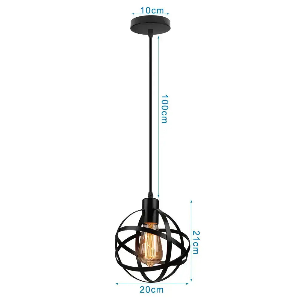 Industrial black metal cage led pendant lights kitchen hanging lamp