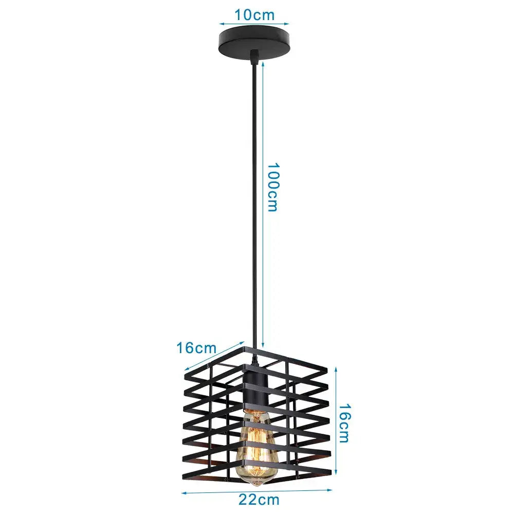 Industrial black metal cage led pendant lights kitchen hanging lamp