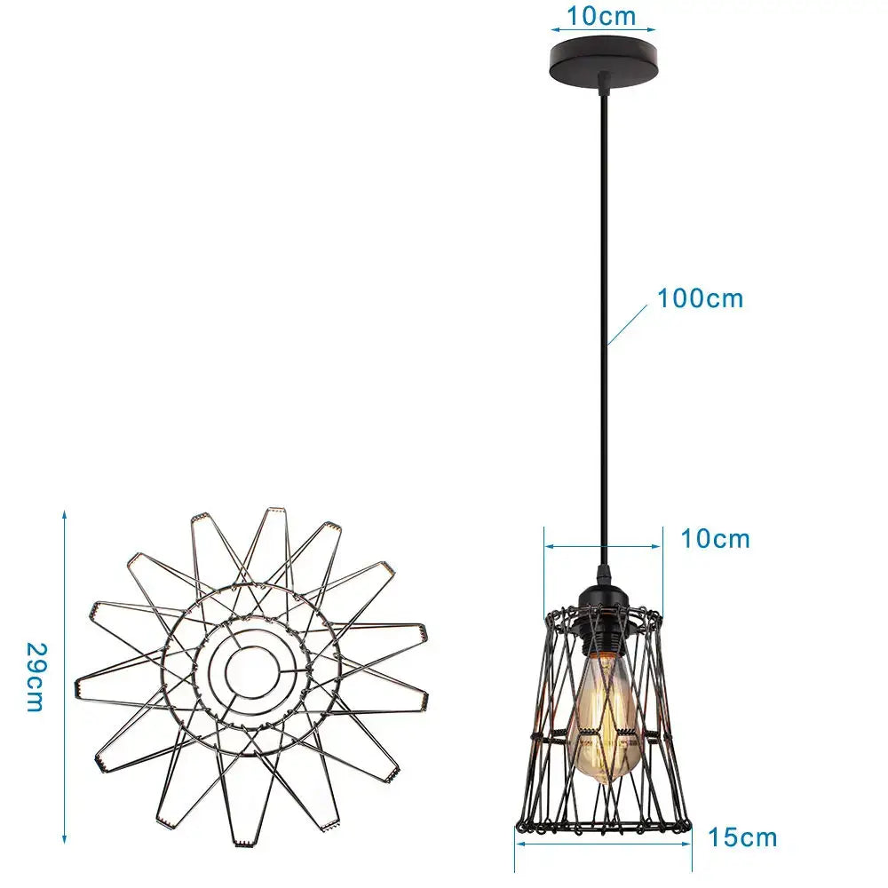 Industrial black metal cage led pendant lights kitchen hanging lamp