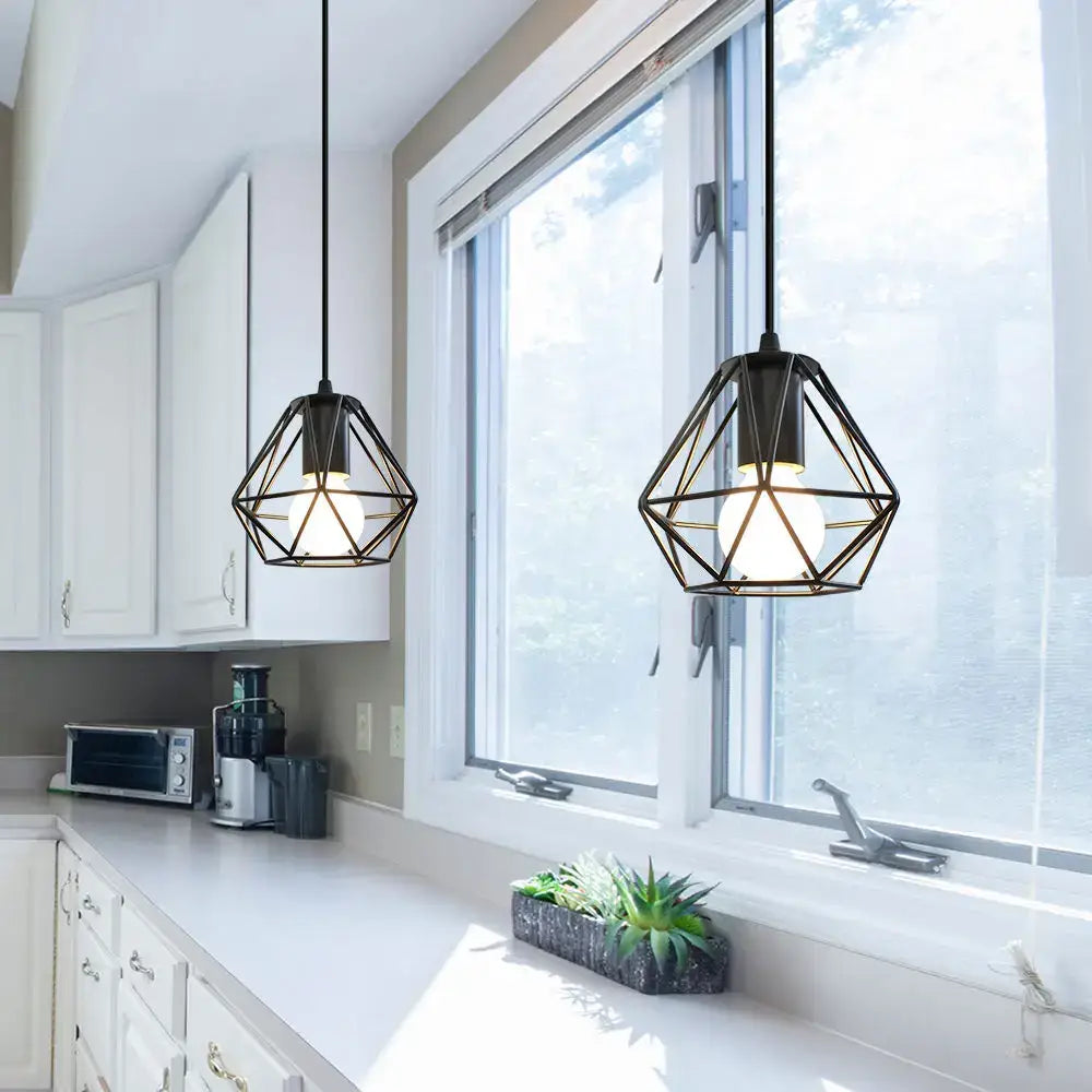 Modern industrial black led pendant lights for kitchen dining room