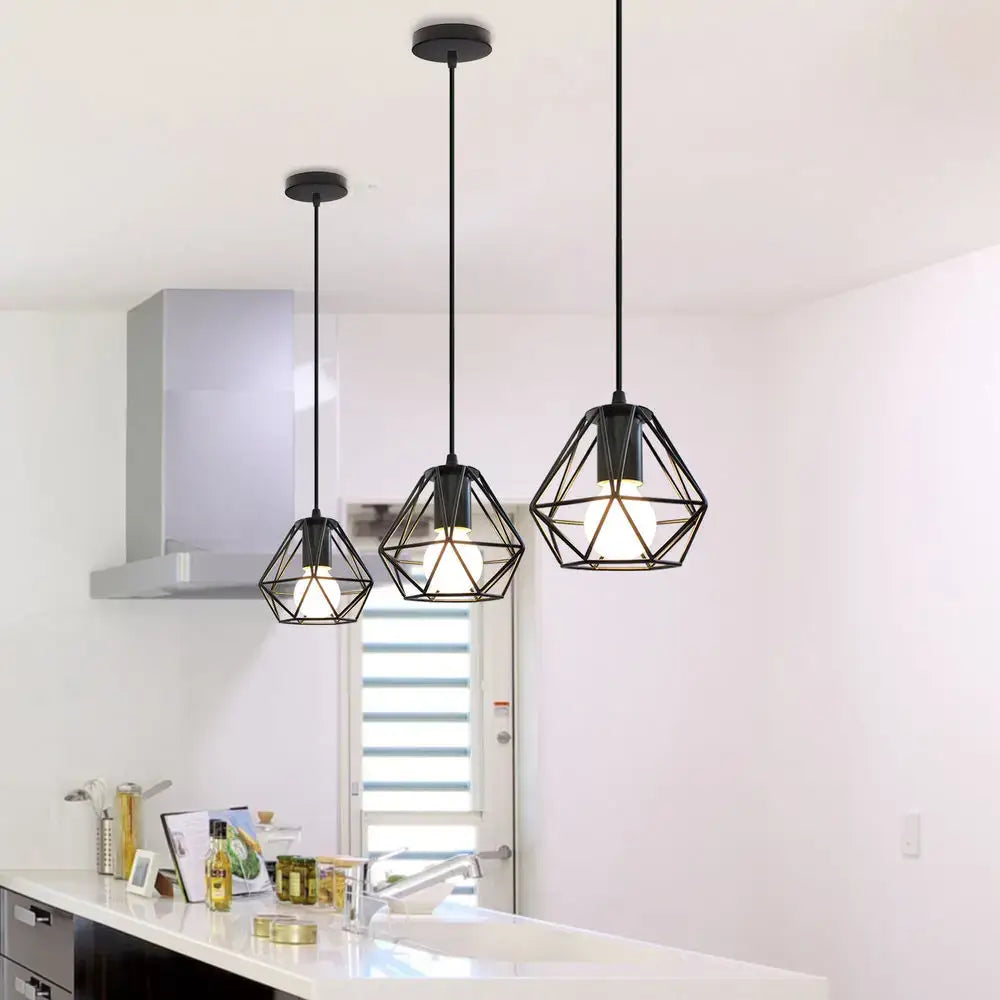 Modern industrial black led pendant lights for kitchen dining room