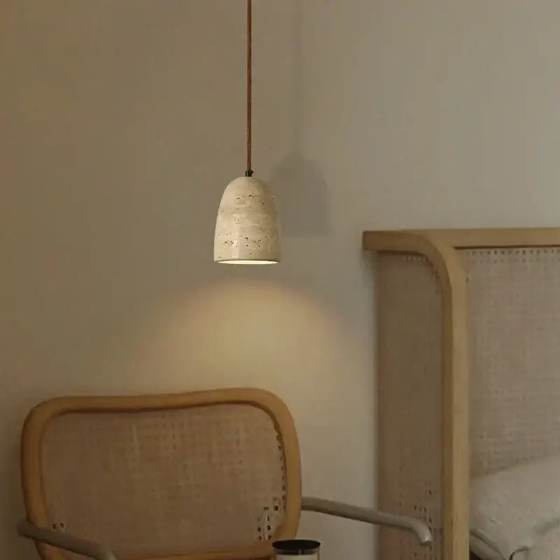 Minimalist beige concrete led pendant lights dining room wood mount