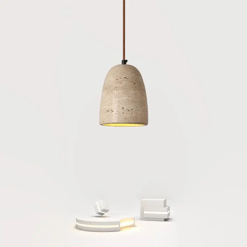 Minimalist beige concrete led pendant lights dining room wood mount