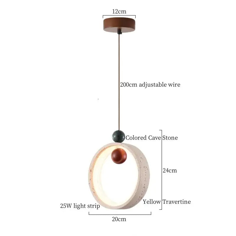 Minimalist beige concrete led pendant lights dining room wood mount