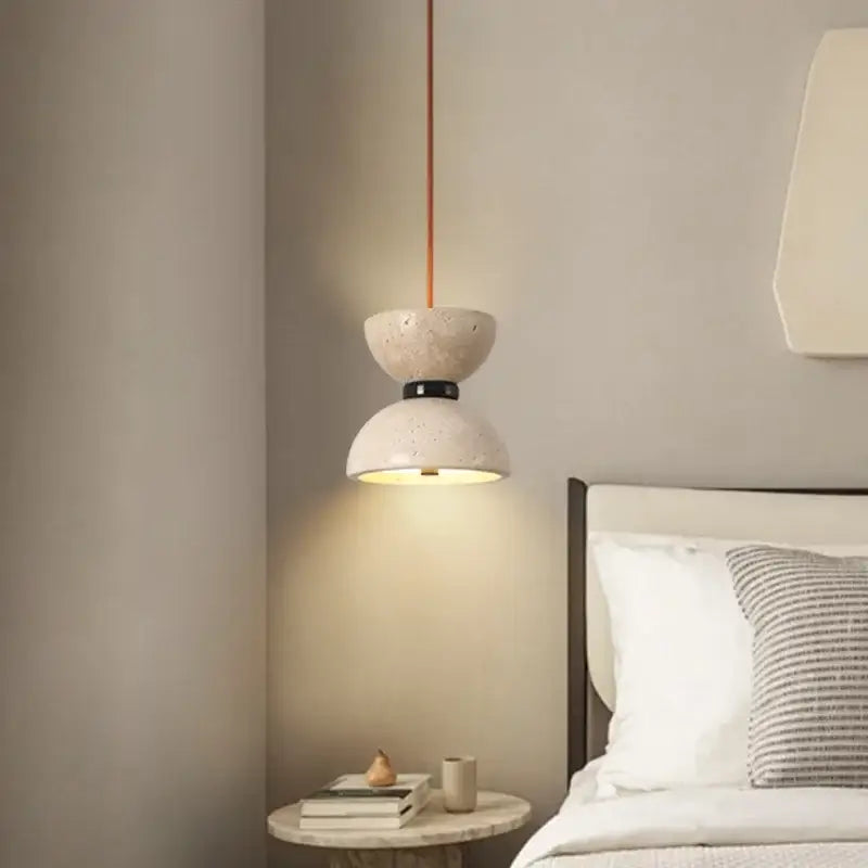 Vintage beige travertine led pendant lights kitchen stone lamp